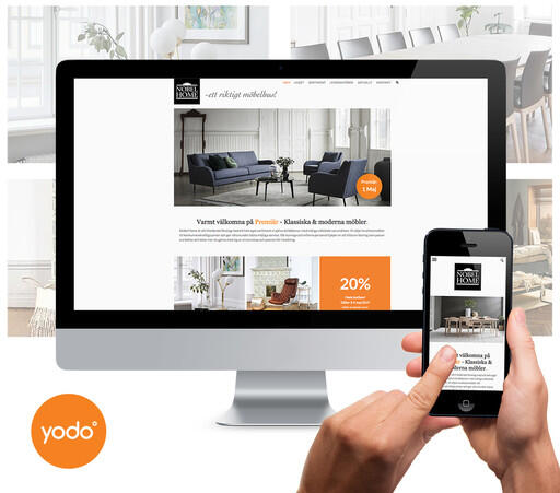 Möbelhuset Nobel Homes nya hemsida skapad av webbyrån Precis Reklam i Yodo CMS.