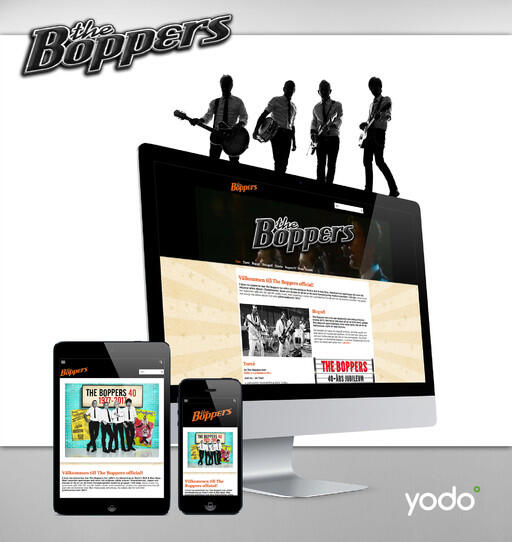 The Boppers nya hemsida skapad i Yodo 3.0 av Precis Reklam.